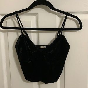 Free People black velvet crop top